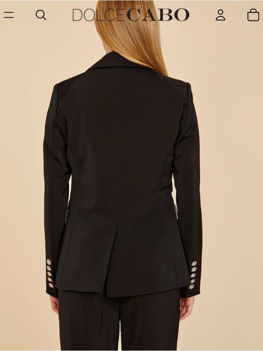 Women’s Black Double Breasted Classic Buttons Blazer Dolce Cabo size small - Picture 2 of 15